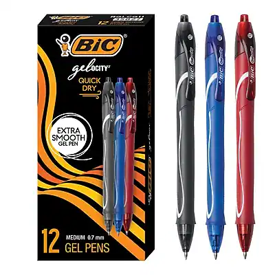 BIC Gelocity Quick Dry
Extra Smooth Gel Pen
Medium 0.7 mm
12 Gel Pens