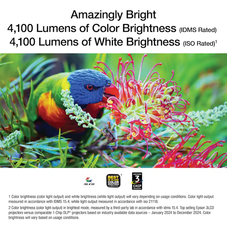 Epson Pro EX9270 Projector, 4,600 Lumens of Color and White Brightness ...