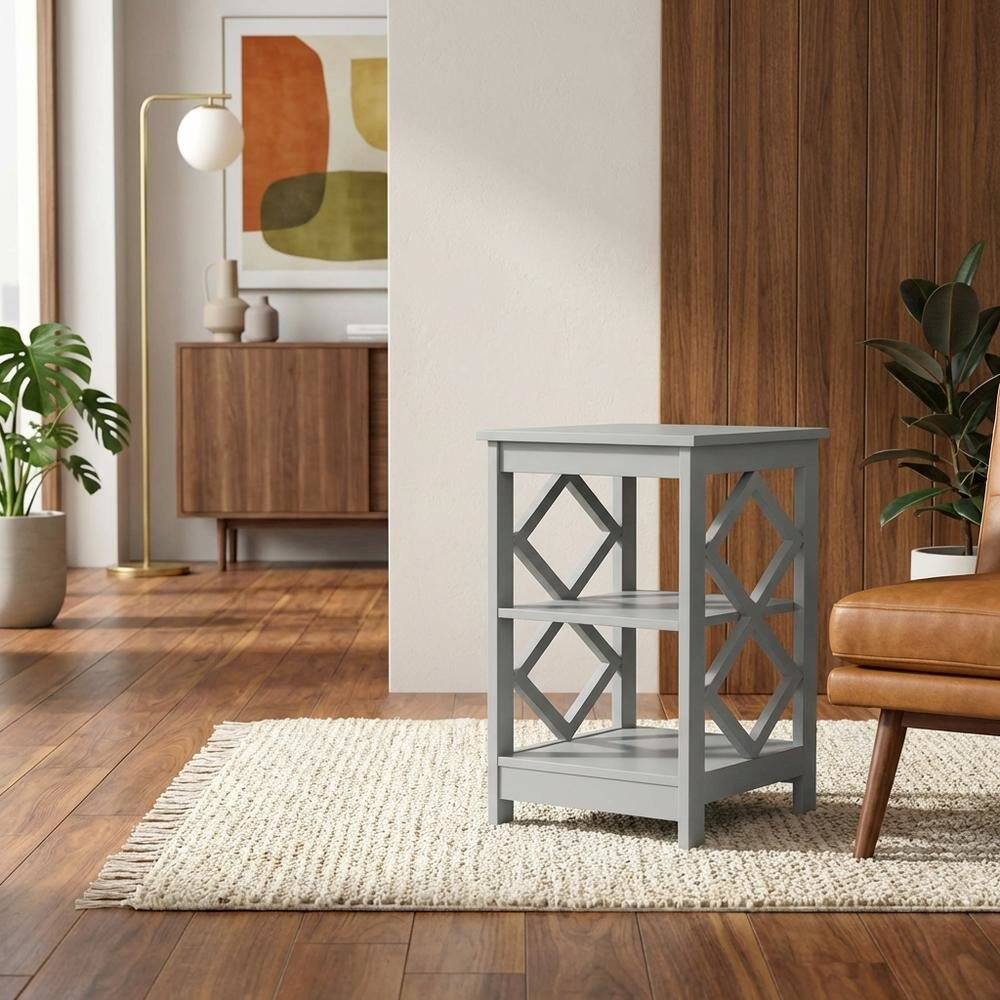 Back. FurniFact - Contemporary End Table with Modern Design and Sturdy Frame - Gray.