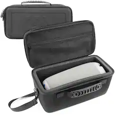 Front. CASEMATIX - Travel Camera Case For Meeting Owl 4+ 360 Degree Video Conference Camera and Accessories - Fits All Owl Camera Models - Black.