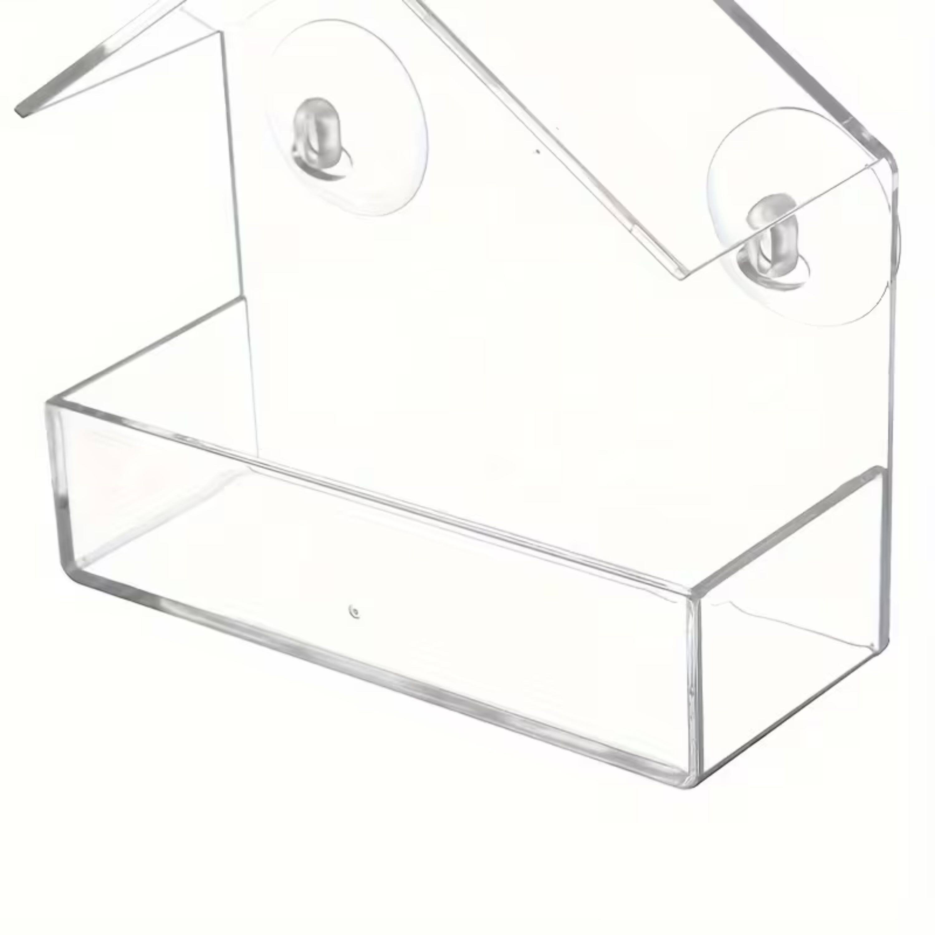 Left. Kitcheniva - Acrylic Clear Bird Feeder with Suction Cups - Clear.