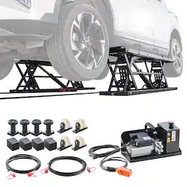 VEVOR - Portable Car Lift, 9000 lbs Capacity, Heavy Duty Steel Truck Lift with 28" Max Height, 120V Power Unit, Wheels - Black