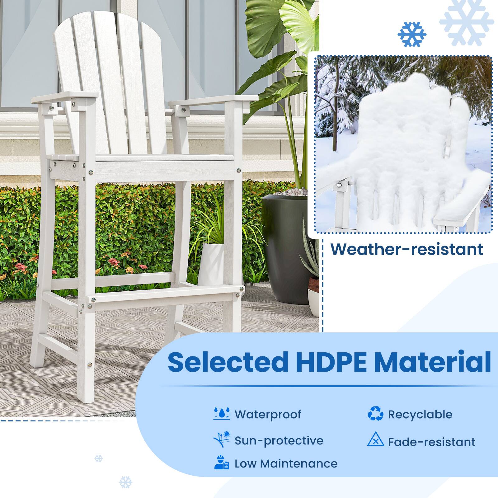 Weather-resistant  
Selected HDPE Material  
Waterproof  
Recyclable  
Sun-protective  
Fade-resistant  
Low Maintenance