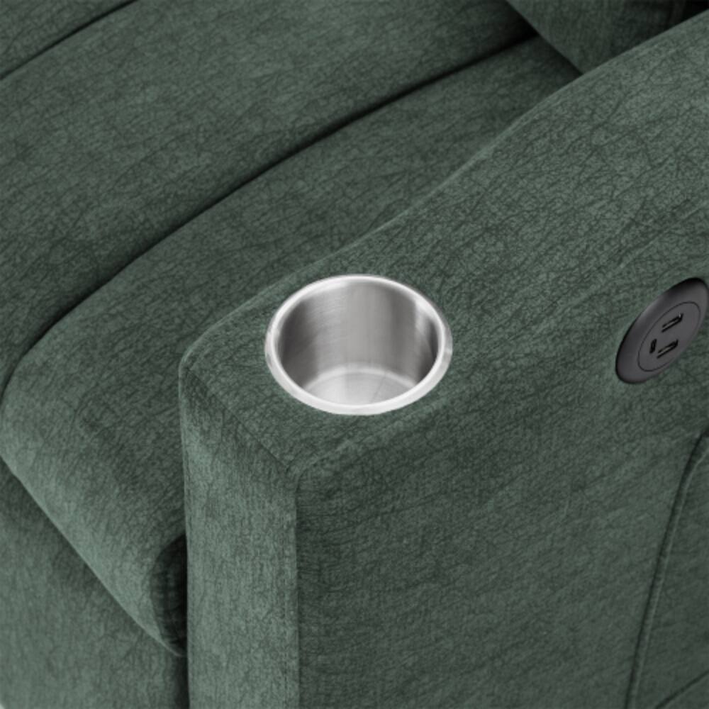 Alt View 6. LUCKY ONE - 55.9" Convertible Loveseat Sofa Bed w/ 3 USB Ports Cup Holders Swivel Phone Holder - Green.
