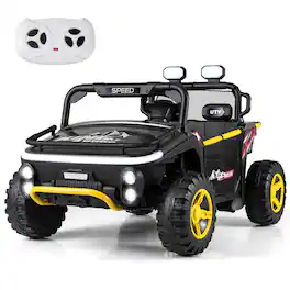 Costway - 24V Ride on Toy for Big Kids 2 Seater Ride on UTV Truck Car with Remote Control - Black