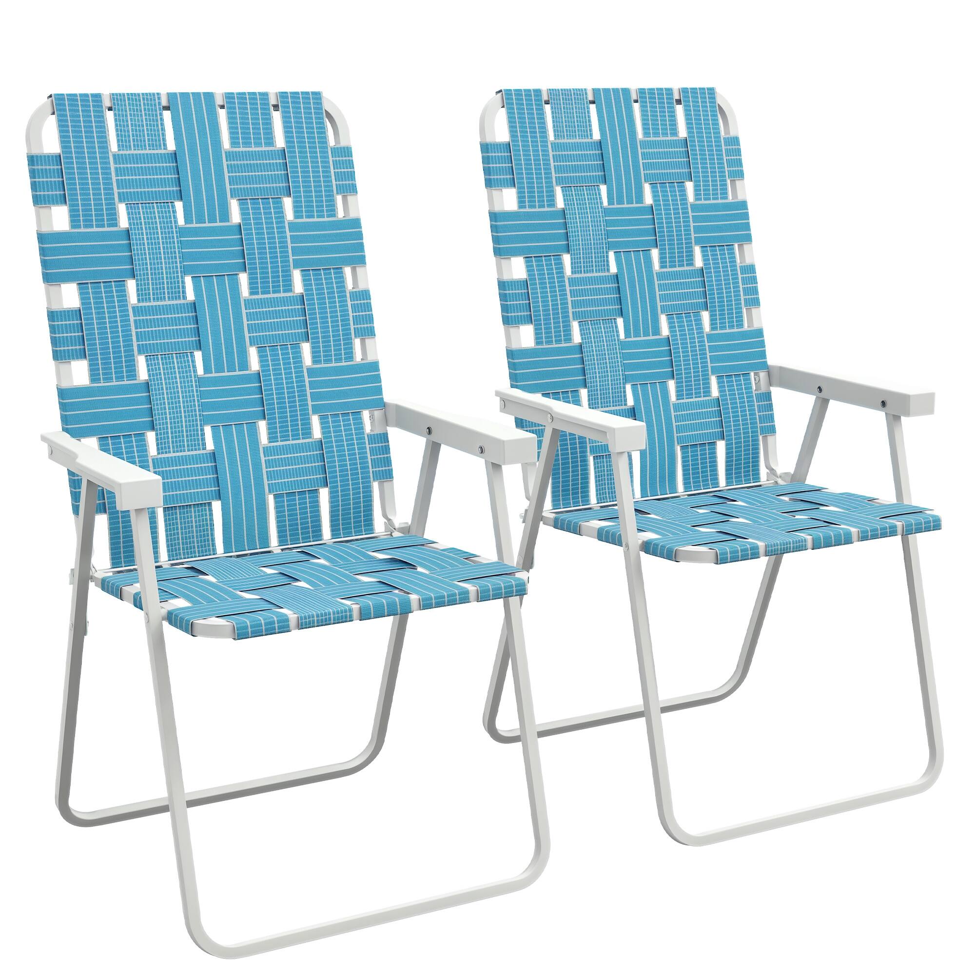 Outsunny - of 2 Patio Folding Chairs, Classic Outdoor Camping Chairs - Blue