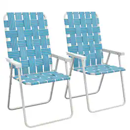 Outsunny - of 2 Patio Folding Chairs, Classic Outdoor Camping Chairs - Blue