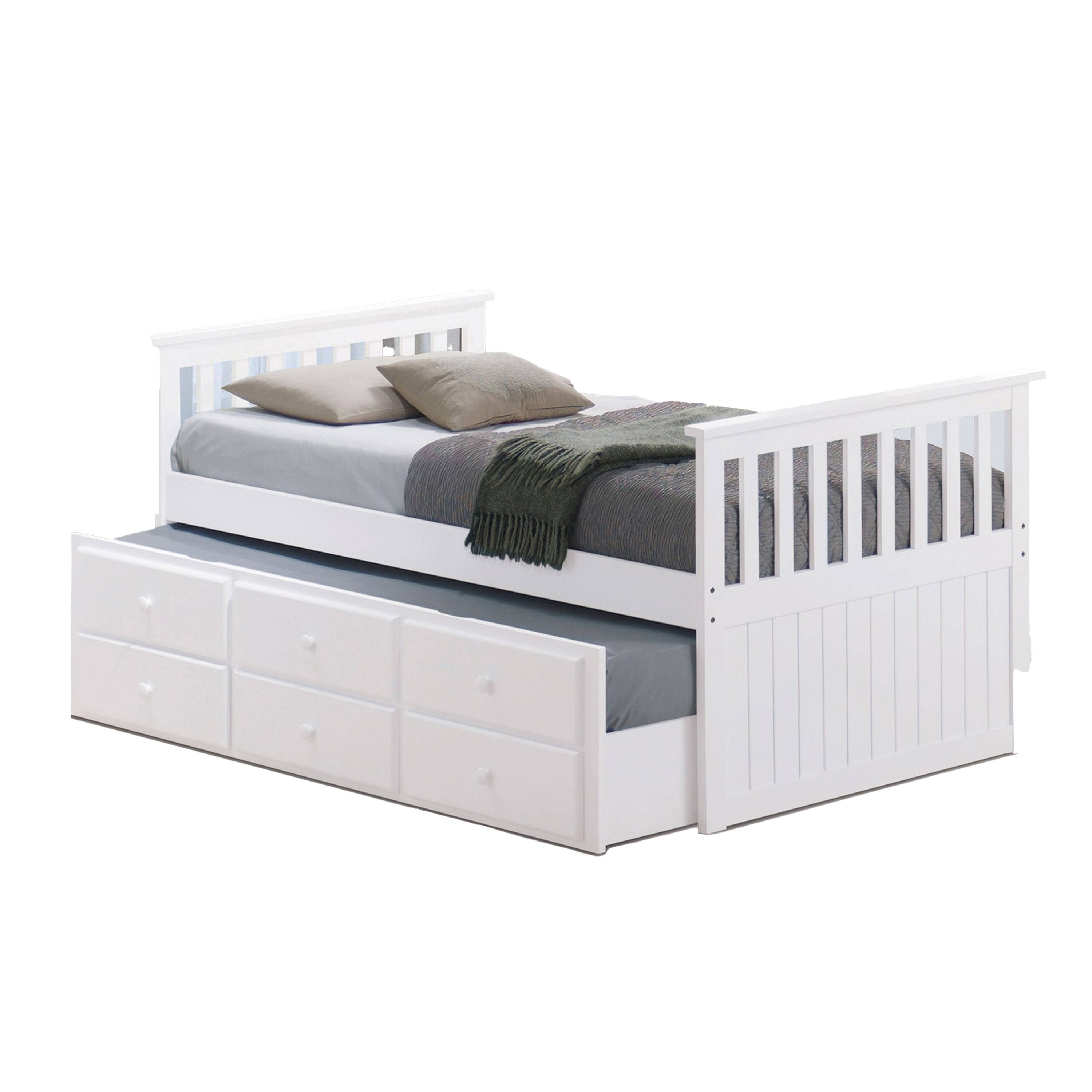 Alt View 1. Manhattan Lane - Clen Twin Captain Bed, Trundle with 3 Drawer Storage, White Solid Hardwood - White.