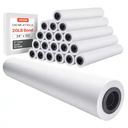 VEVOR CAD INK JET ROLLS
20LB Bond
24" x 150'
2" Core
Quantity: 20 Rolls