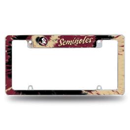 Rico Industries - Florida State Seminoles Chrome Metal License Plate Frame with Bold Tie Dye Design - Multi