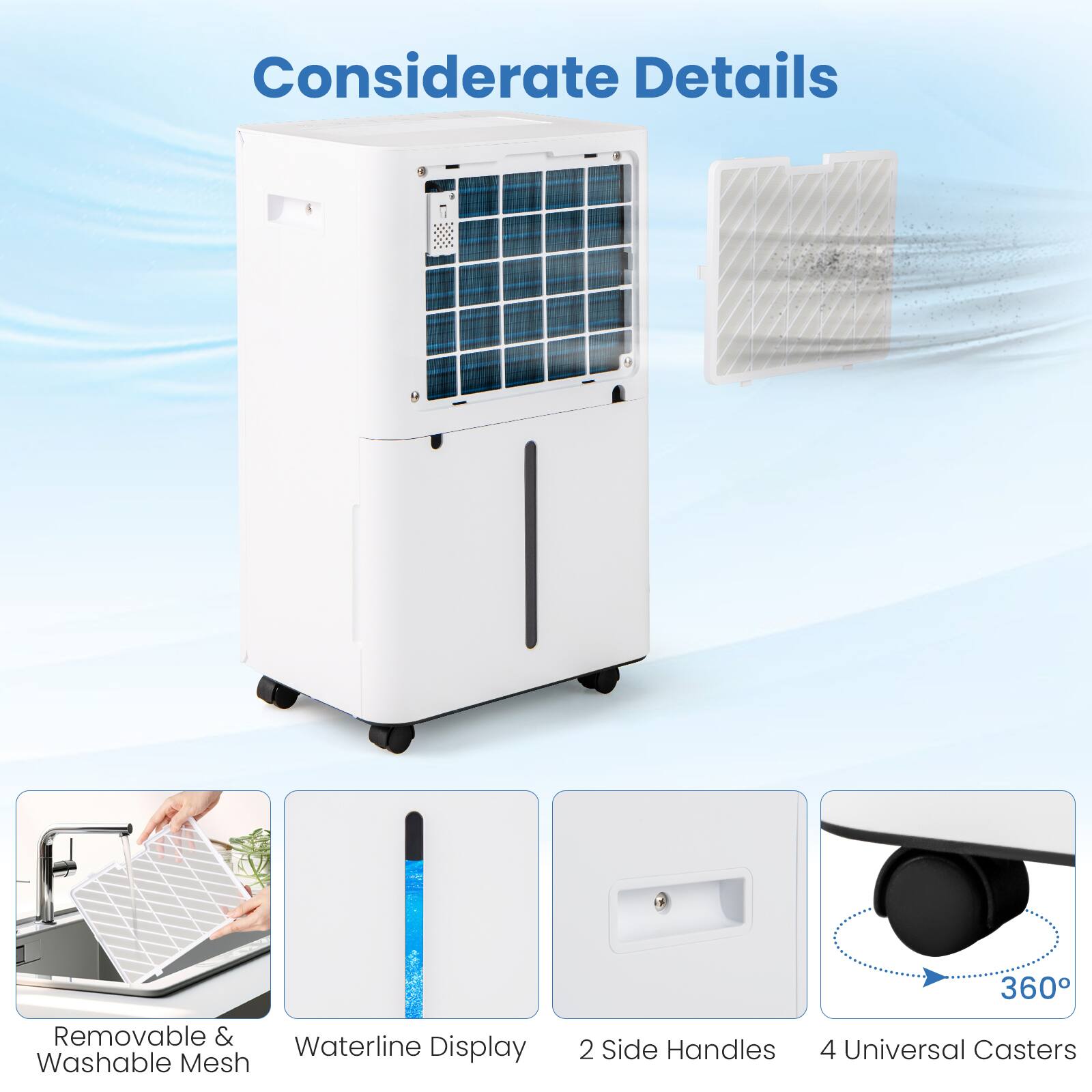 Considerate Details

- 360°
- Removable & Washable Mesh
- 2 Side Handles
- 4 Universal Casters