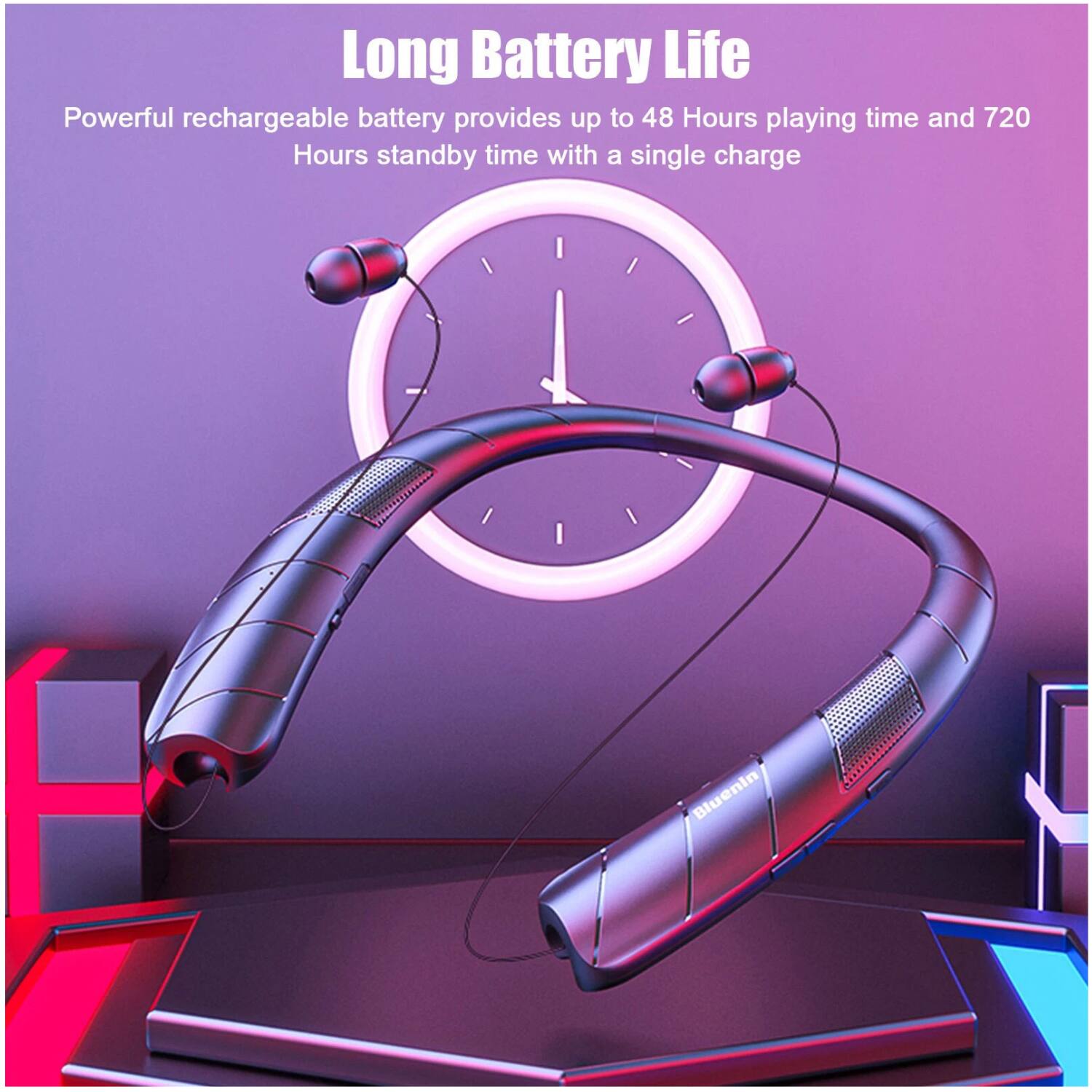 Long Battery Life

Powerful rechargeable battery provides up to 48 Hours playing time and 720 Hours standby time with a single charge