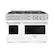 Angle. ZLINE - ZLINE 48 in. 6.7 cu. ft. Freestanding Select Satin Double Oven Gas Range w/ 8 Burners & White Matte Doors - Satin Stainless Steel.