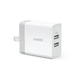 Anker - 2-Port PowerPort 24W Wall Charger - White: USB Wall Plug for Android & iPhone, Lightweight Design