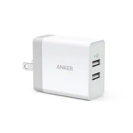 Front. Anker - Anker 2-Port PowerPort 24W Wall Charger - White: USB Wall Plug for Android & iPhone, Lightweight Design.