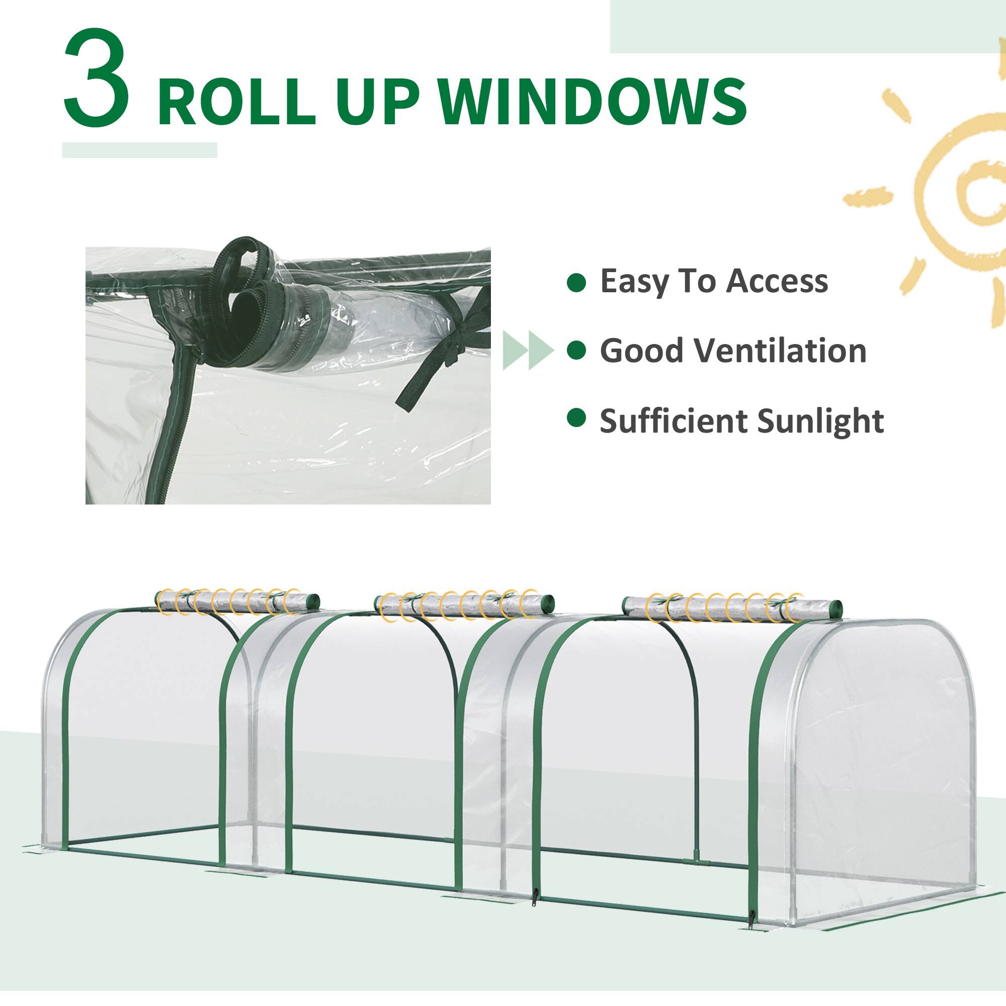3 ROLL UP WINDOWS

- Easy To Access
- Good Ventilation
- Sufficient Sunlight