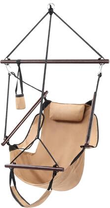 Winado - 1PC Hammock Hanging Sky Chair, Air Deluxe Swing Seat with Cup Holder, Wooden Stick, Chain for Indoor Outdoor Garden - Brown