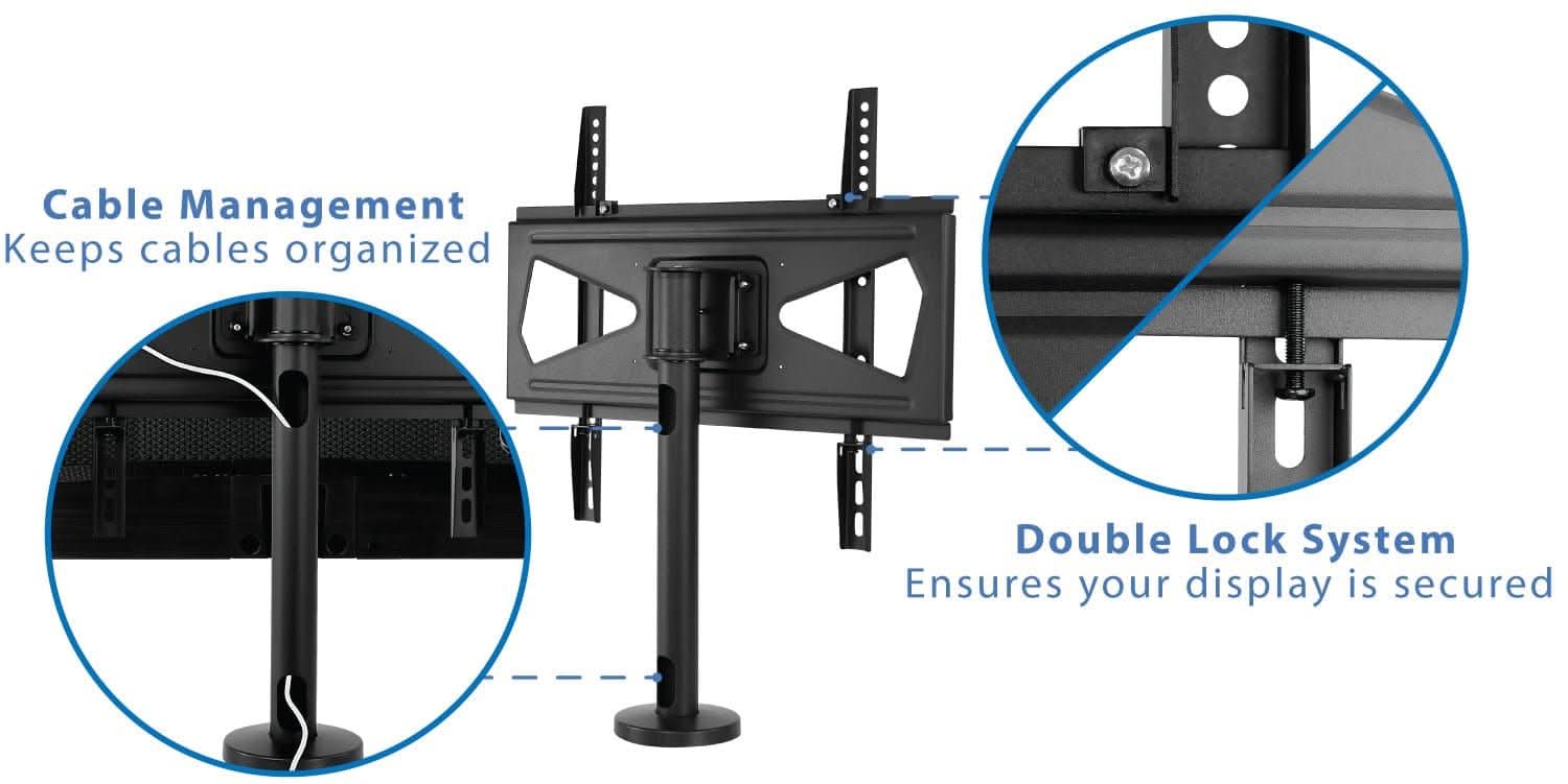 Cable Management  
Keeps cables organized  

Double Lock System  
Ensures your display is secured