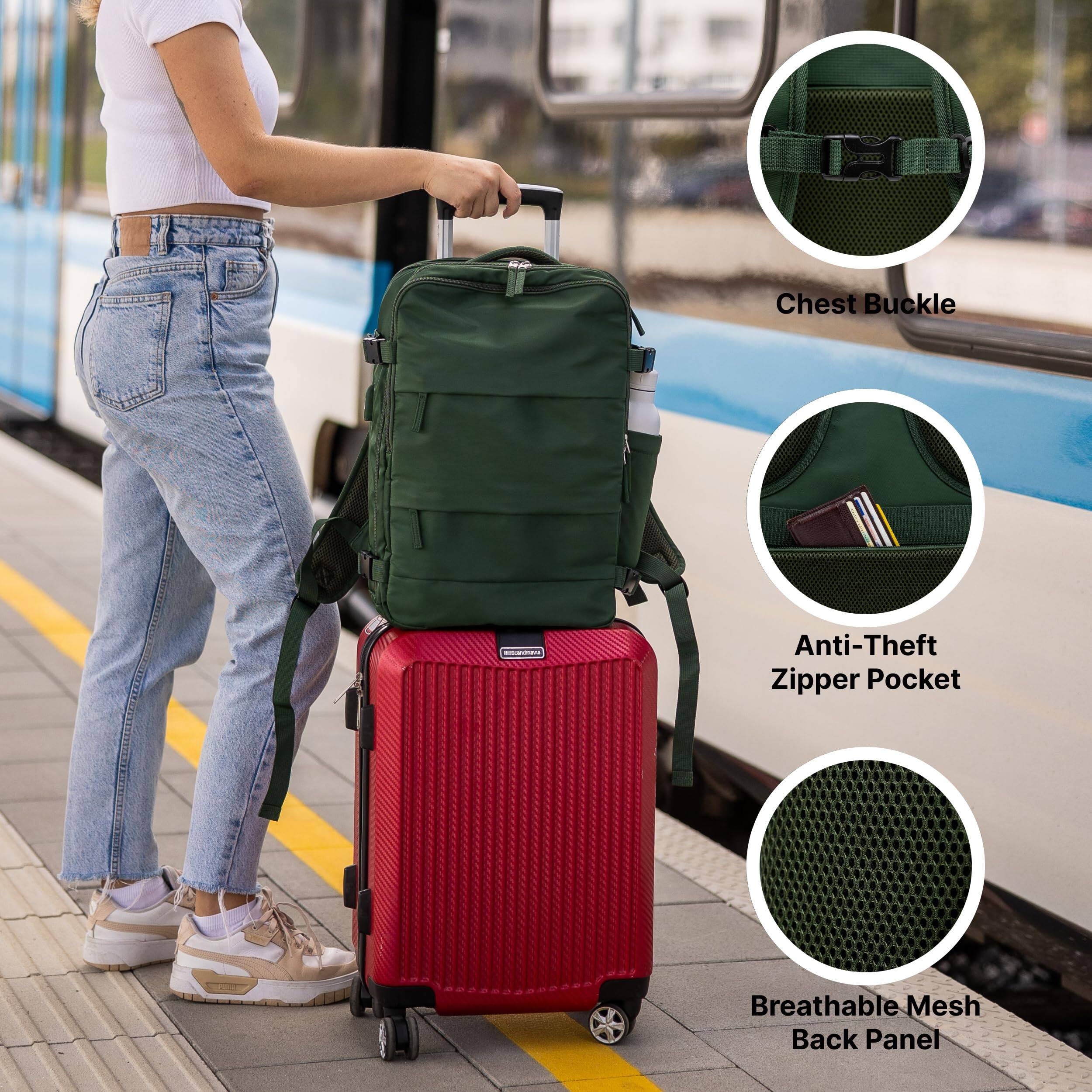 Back. Cozy Serene - not Made In China  Travel Backpack For Men And Women  Airline Approved Carry On Bag W shoe Compartment Fits 15.6 Inch - Gray-1 Pack-Magellan.