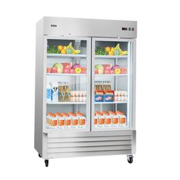 VEVOR - Commercial Reach-In Refrigerator 54" W, 44 Cu.Ft Stainless Steel Upright Refrigerator with Double Glass Doors - Stainless steel color