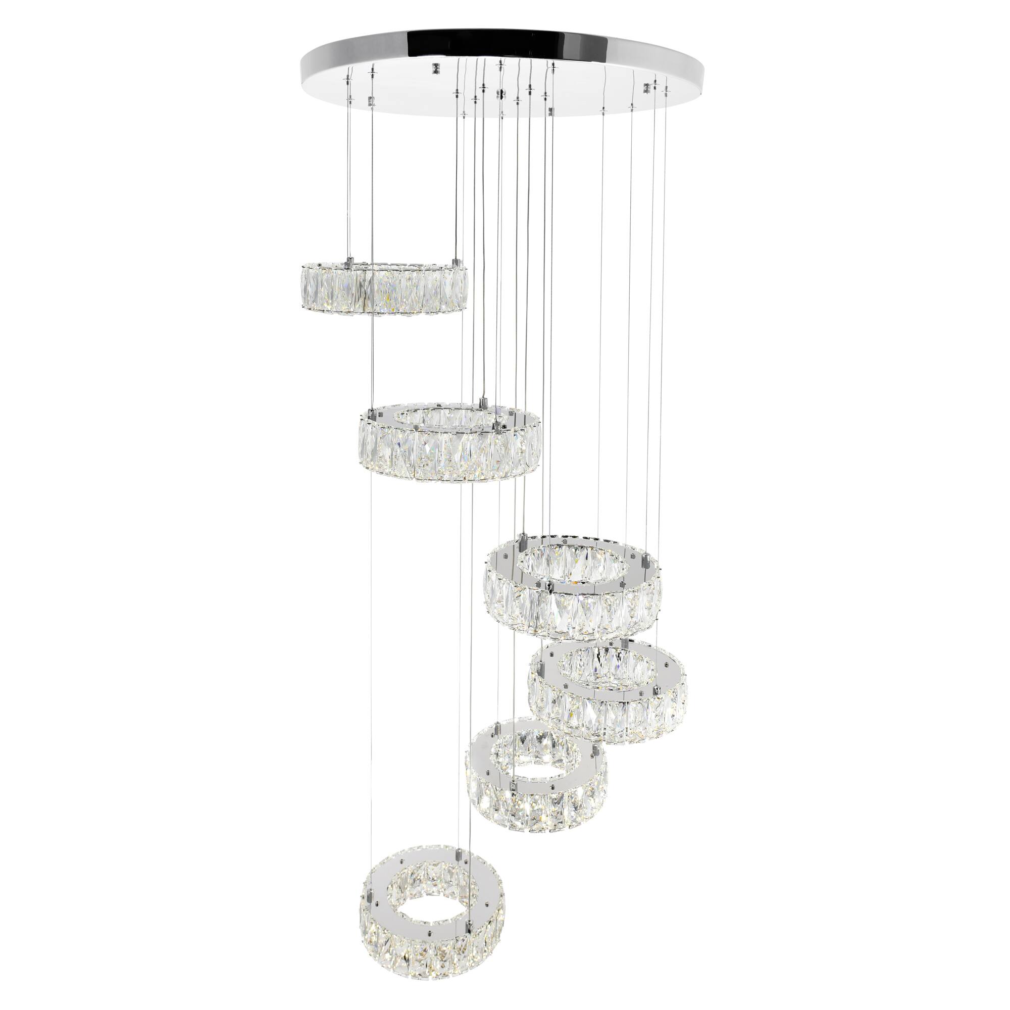 Angle. CWI Lighting - Madeline LED Chandelier With Chrome Finish - Chrome.