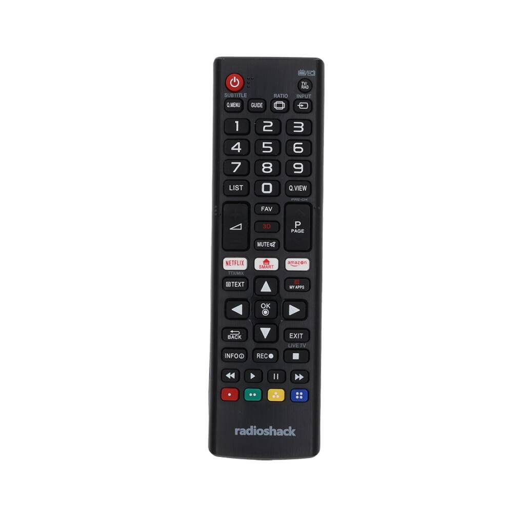DY SAS SUBTITLE Q.MENU GUIDE RATIO INPUT 1 4 7 LIST 2 5 8 O 3 6 9 Q.VIEW PREAI FAV 3D P PAGE MUTE4? NETFLIX TTMX SMART amazon TEXT d WY APPS OK - + BACK EXIT LIVE TV INFO REC radioshack
