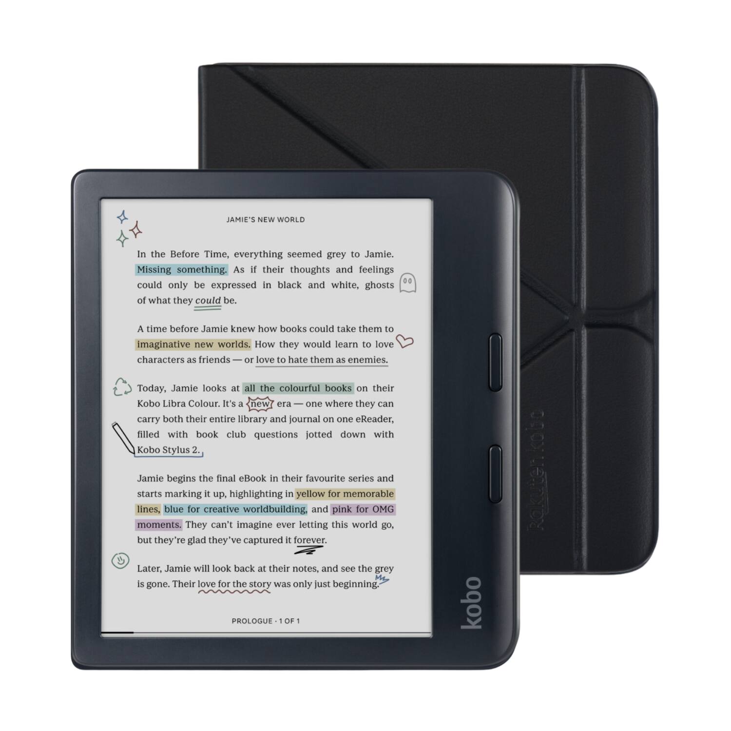 Kobo - Libra Colour eReader (Black) with Bundle - 2024 - Black SleepCover