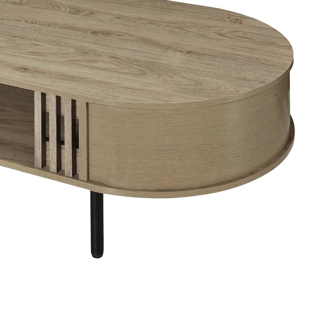 Alt View 3. New Classic Furniture - Brax 47.25 in. Natural Oval Wood Coffee Table - Brown.