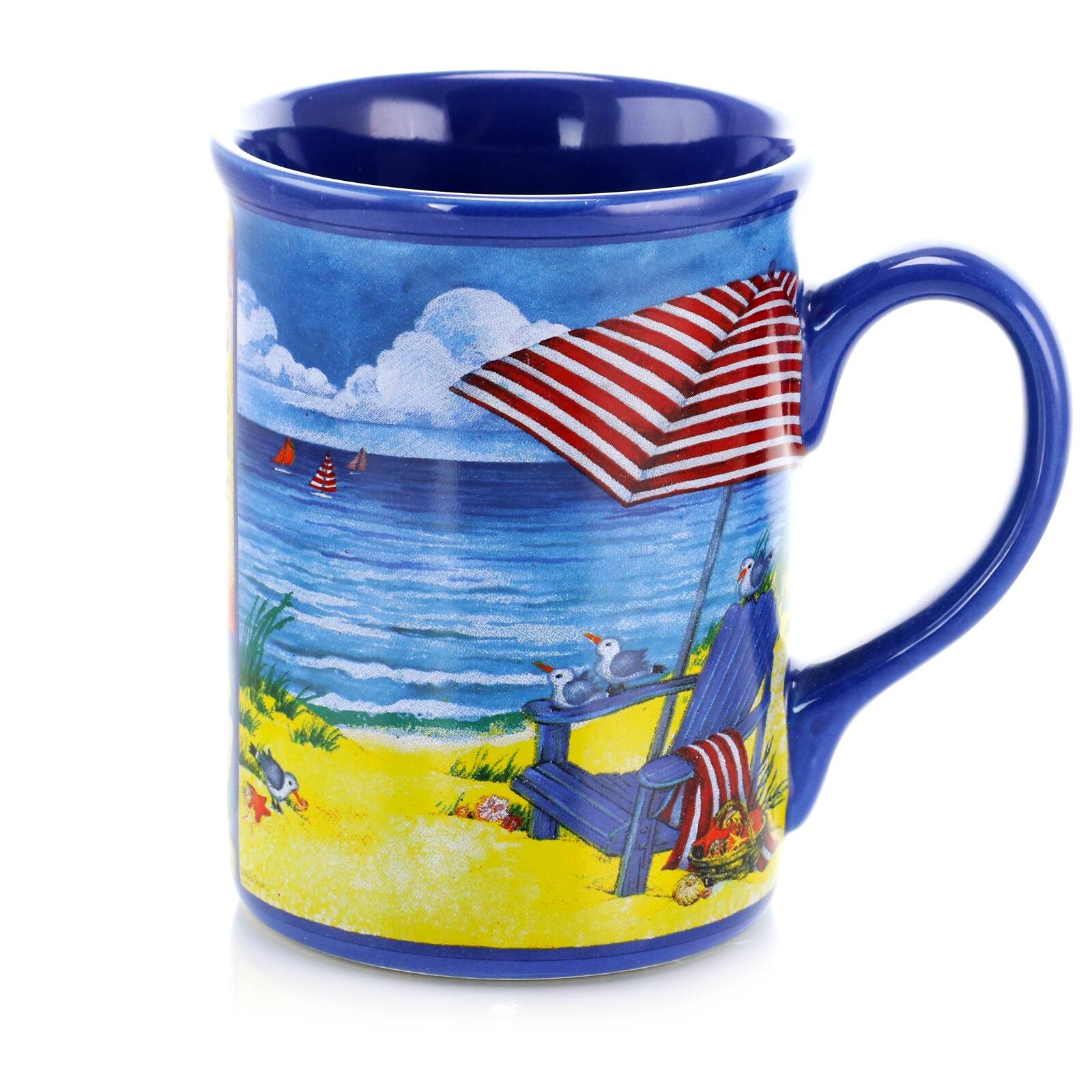 Alt View 7. Gibson - Gibson Home Beachcomber 4 Piece 16 Ounce Stoneware Mug Set in Assorted Designs - Multi-Color.