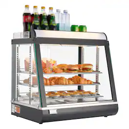 VEVOR - 3-Tier Commercial Food Warmer Display, 1200W Food Display Warmer with LED Light, Top Storage and Adjustable Shelves - Black
