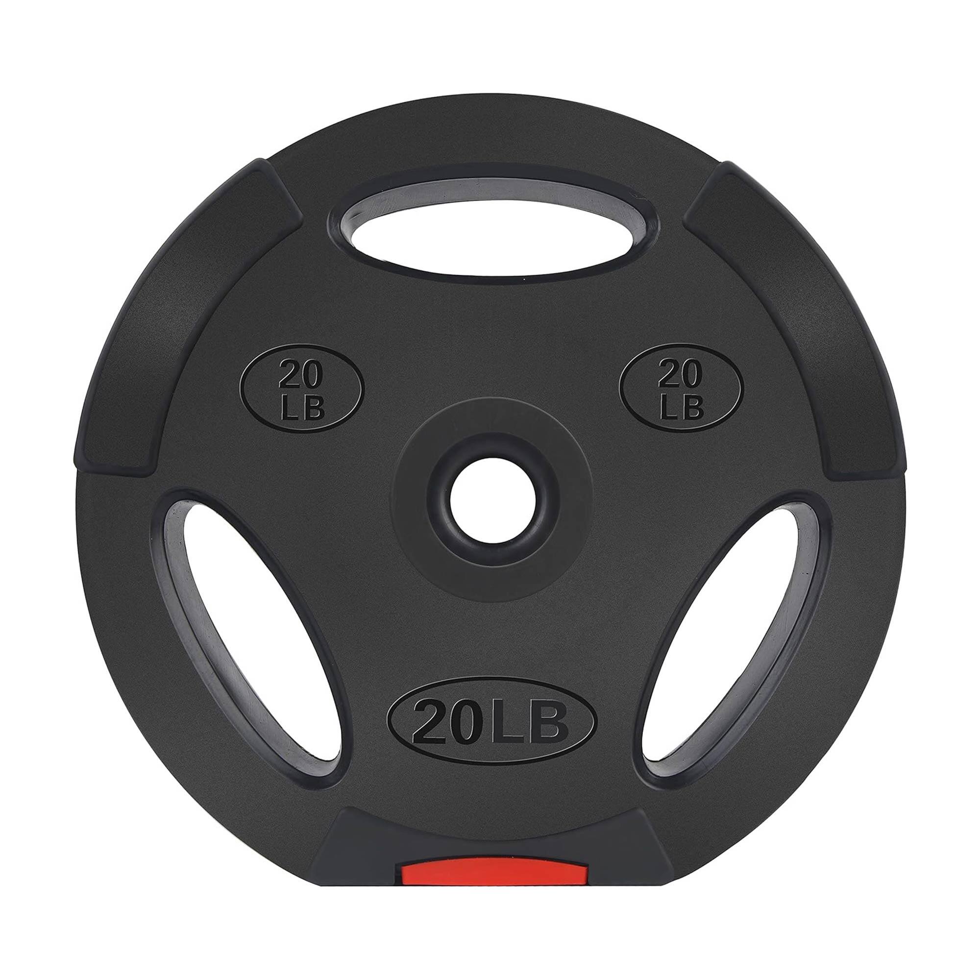 Alt View 2. Signature Fitness - Signature Fitness Standard 20 Pound Coded Olympic Weight Plate, Black (Set of 2) - Black.