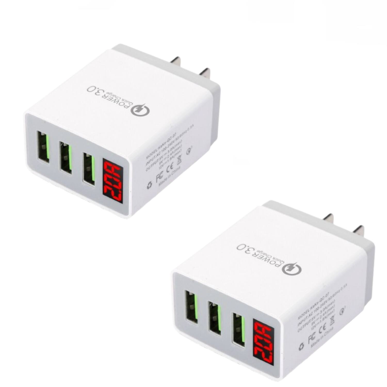 Stock Preferred - 3-Port USB Quick Charge Wall Charger 2Pack - White
