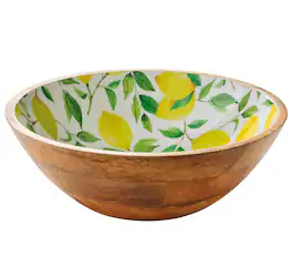 Zassenhaus - Mango Wood Lacquered Large Serving Bowl, 13.75" x 4.7" - Lemon