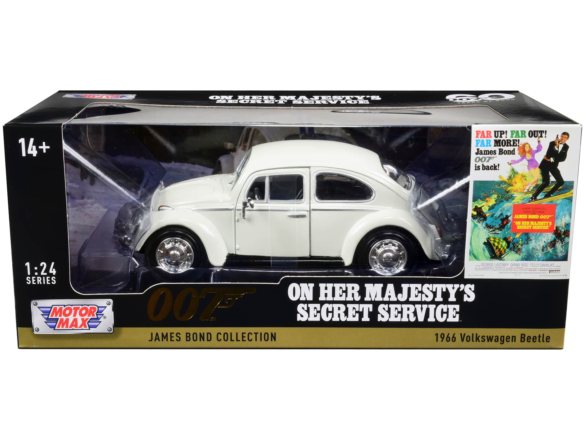 "1966 Volkswagen Beetle White James Bond 007 ""On Her Majesty's Secret Service"" (1969) Movie 1/24 Model Car by Motormax" price history on PriceWatchPro