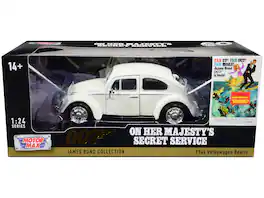 1966 Volkswagen Beetle White James Bond 007 "On Her Majesty's Secret Service" (1969) Movie 1/24 Model Car by Motormax