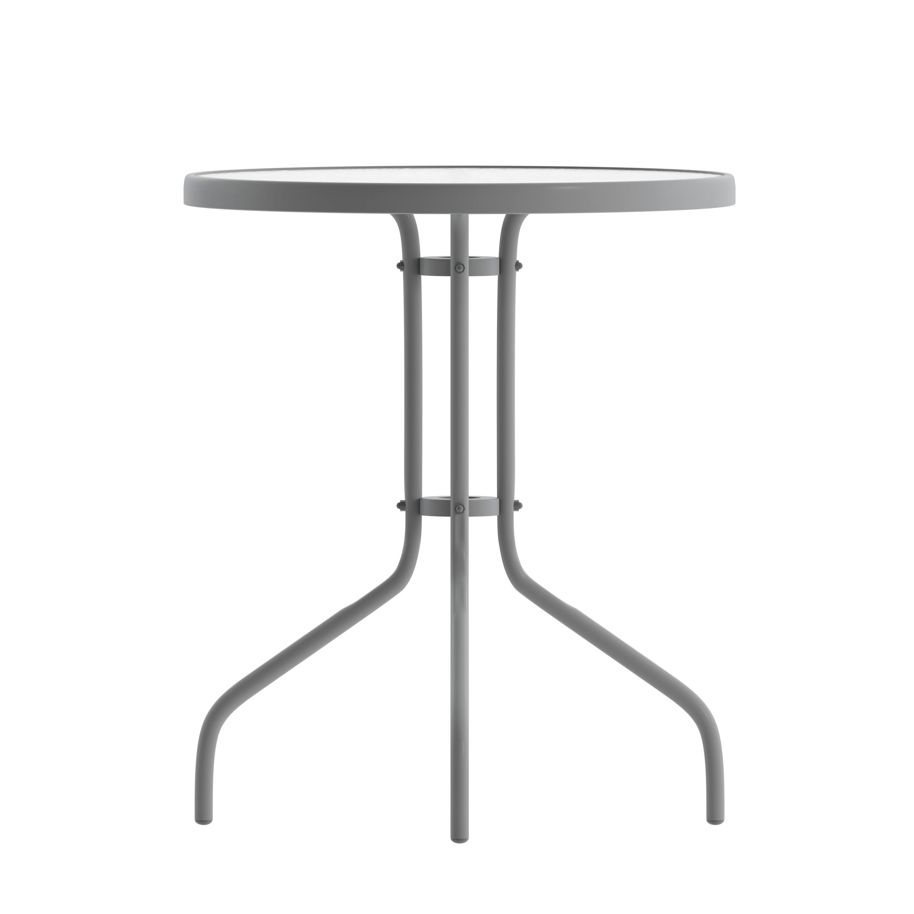 Back. Flash Furniture - Bellamy 23.75'' Silver Round Tempered Glass Metal Table - Gray.