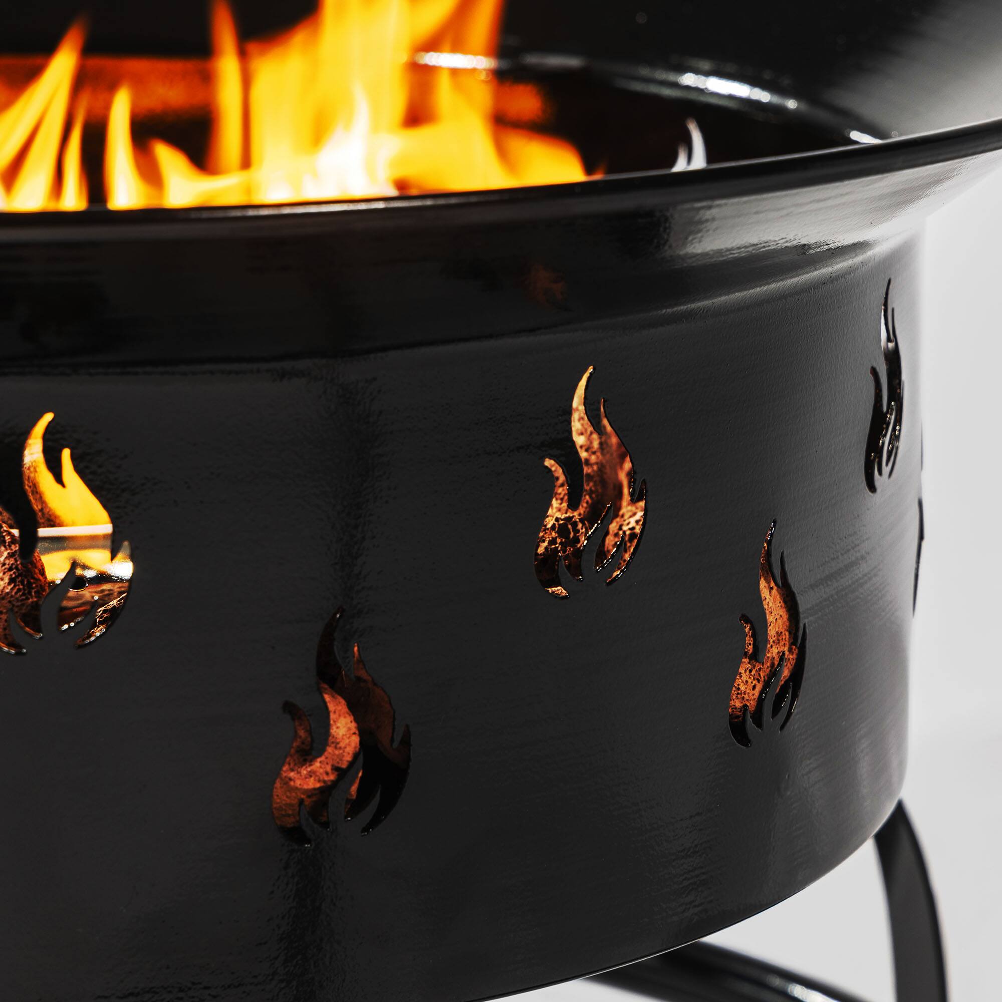 Alt View 4. APRILSOUL - 19 inch Propane Gas Fire Pit 50000 BTU Round Steel Fire Pit for Outside Patio Deck Garden Backyard Black - Black.