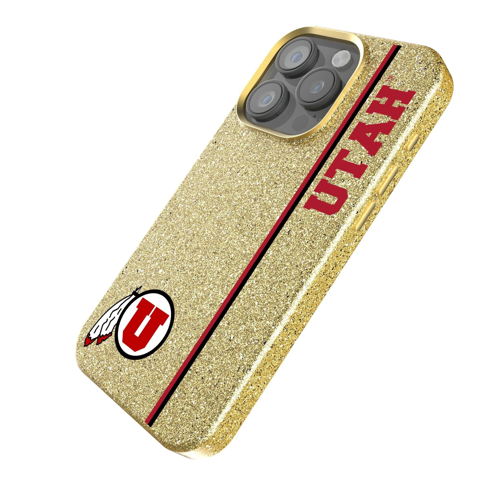 Alt View 1. Keyscaper - Gold Utah Utes iPhone Bling Case - 14 Pro - Gold.