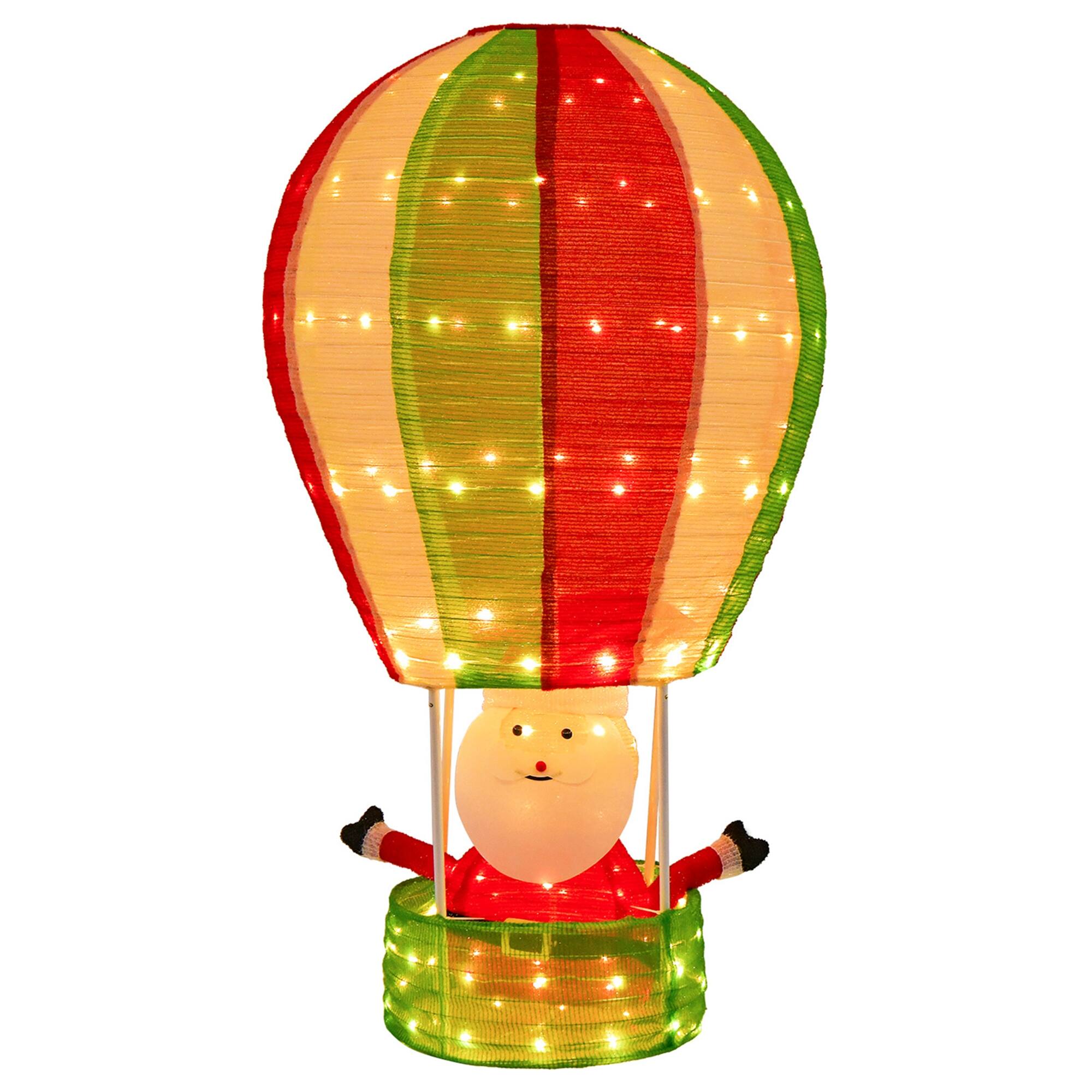 Alt View 19. Costway - 4.5 FT Christmas Santa Claus with Hot Air Balloon Pop-up Pre-Lit Christmas Decoration - Red/Green/White.