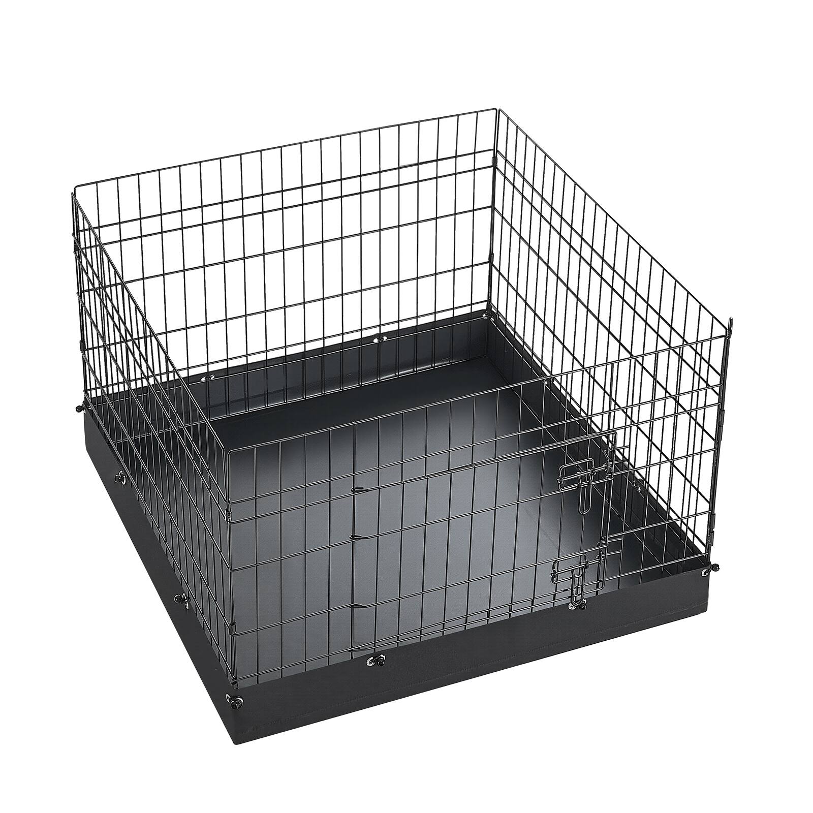 Alt View 5. VEVOR - Dog Playpen 24 Inch 4 Panels Foldable Exercise Pen with Bottom Pad, Indoor Metal Pet Fence with Door - Black.