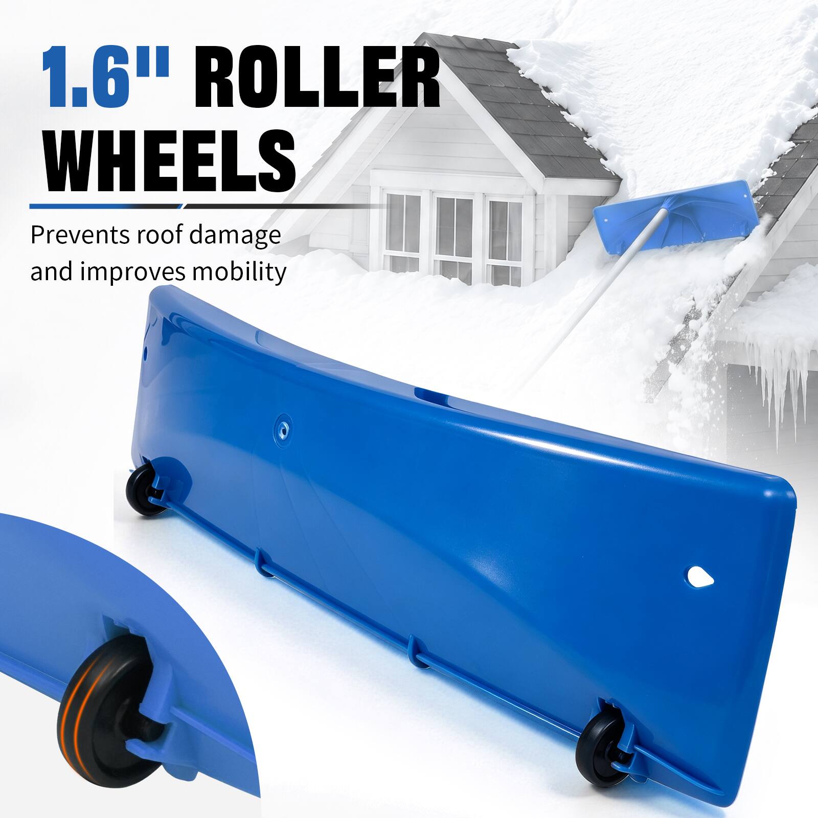 1.6" ROLLER WHEELS  
Prevents roof damage and improves mobility