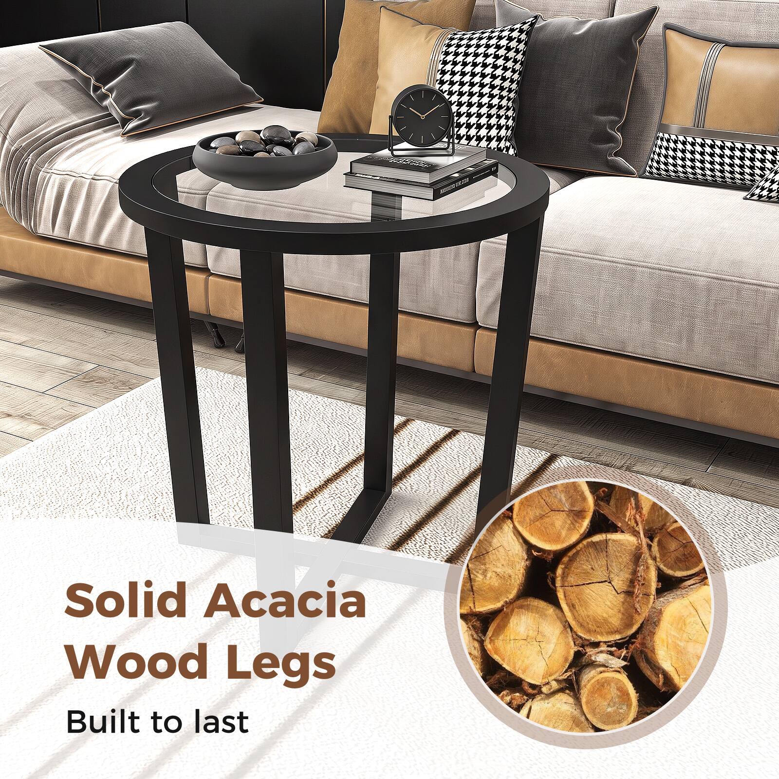 Solid Acacia Wood Legs  
Built to last