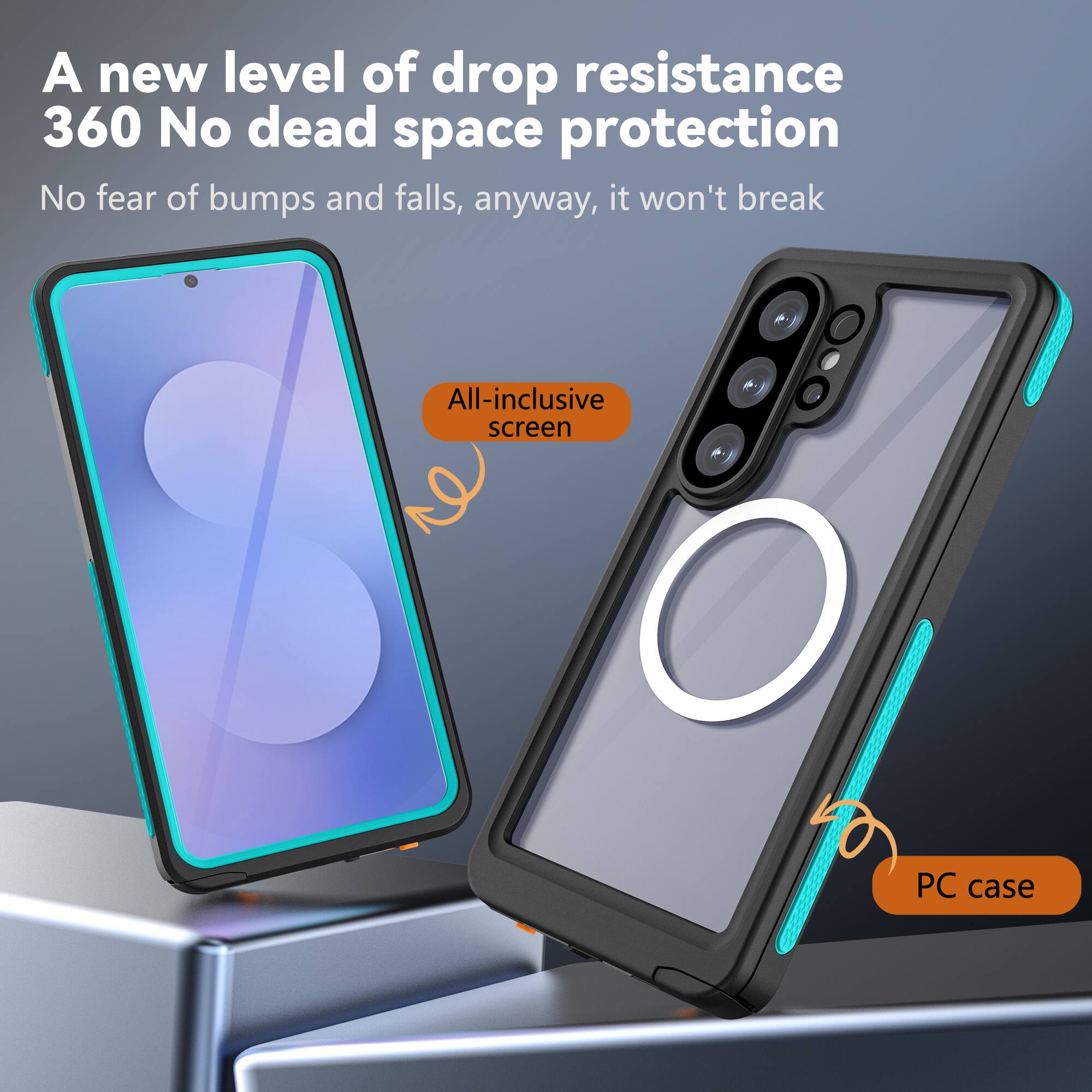 A new level of drop resistance  
360 No dead space protection  
No fear of bumps and falls, anyway, it won't break  

All-inclusive screen  
PC case