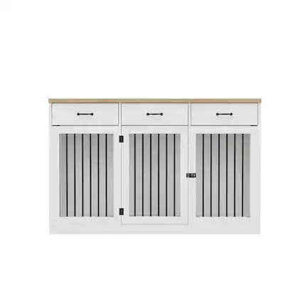 Front. FUFU & GAGA - Elegant Pet Crate Furniture – Multi-Dog Kennel with Storage Drawers Duty Frame for Large Breed Dogs.