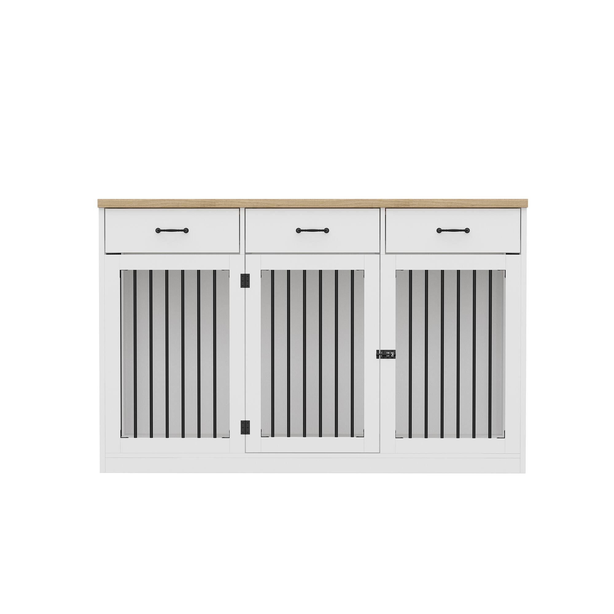 Front. FUFU & GAGA - Elegant Pet Crate Furniture – Multi-Dog Kennel with Storage Drawers Duty Frame for Large Breed Dogs.