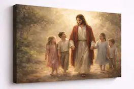 FC Design - Large Golden Color Faith Walk Canvas 24x36" Ready-to-Hang Religious Art Painting Home Wall Decor - MultiColor