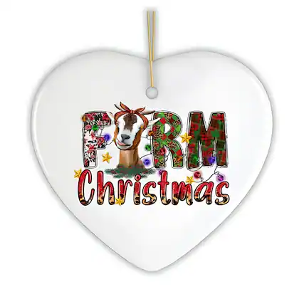 Front. OrnamentallyYou - Fun and Festive Farm Christmas Ornament with Goat and Plaids - Multi-colored.
