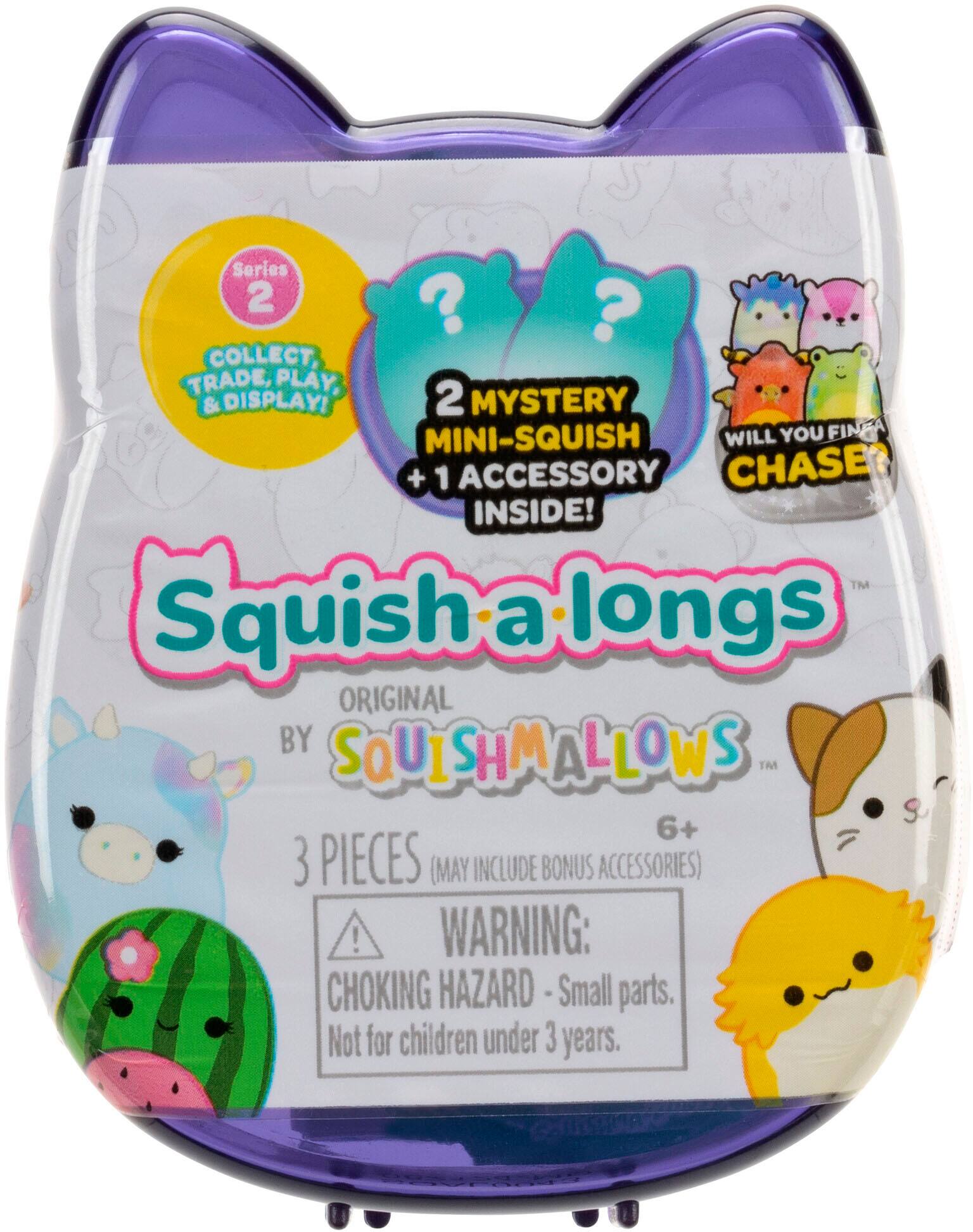 Series 2? Collect, Trade, & Display! 2 Mystery Mini-Squish Will You Find + 1 Accessory Chase? Inside! Original by Squishmallows. 6+ 3 pieces (may include bonus accessories). Warning: Choking Hazard - Small parts. Not for children under 3 years.
