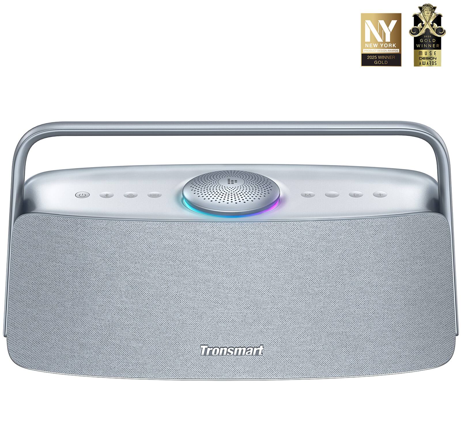Tronsmart - Fiitune X30 Portable Bluetooth Speaker, Hi-Res Spatial Audio w/ Wireless 80W Sound, IPX6 Waterproof, 14H Playtime, EQ - Silver Gray