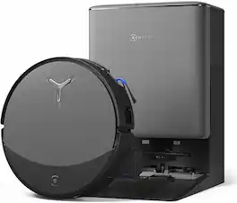 ECOVACS Robotics - DEEBOT T90 Omni Robot Vacuum and Mop, 30,000Pa, Instant Self-Cleaning Extra Long Roller Mop, TruEdge Deep Edge Cleaning - Black